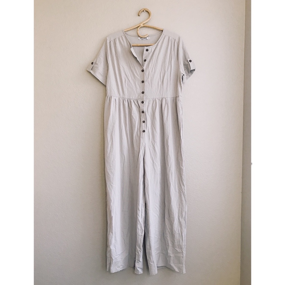 Misslook Button Front Wideleg Jumpsuit